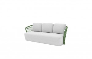 Customized Outdoor Garden Patio Furniture Woven Rattan 3-Seater Armrest Sofa
