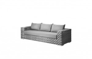 Artie Modern Outdoor Furnture Rattan Sectional Couch Hotel Sofa Set Luxury 3 Seater Wicker Sofa with Plush Cushions